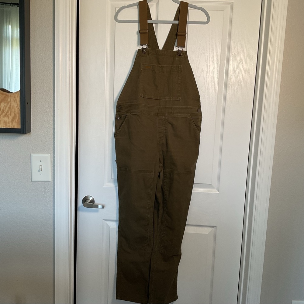 REI Olive Green Utility Overalls with Adjustable Straps